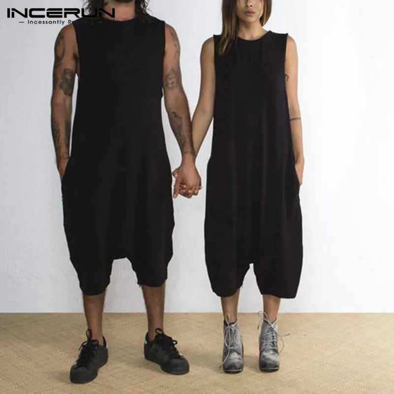 

Fashion Coveralls Jumpsuits Mens Sets Hip Hop Sleeveless Rompers Solid Overalls Vacation Shorts Hombre Rompers Overalls Sets NEW