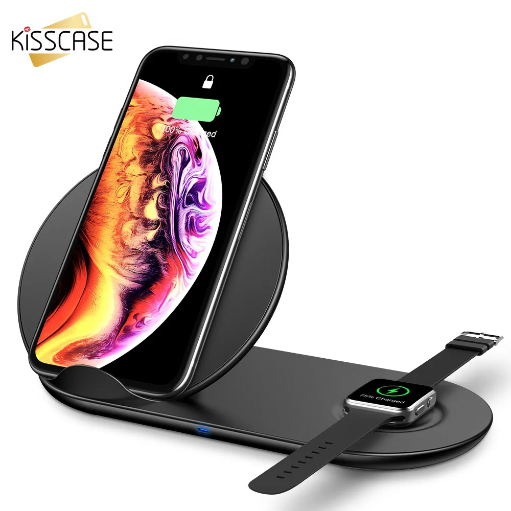 Беспроводное зарядное устройство RAXFLY 2 в 1 QI для iPhone XS MAX XR X 8 Plus Apple Watch 3 4 Samsung S8 S9 Note 9