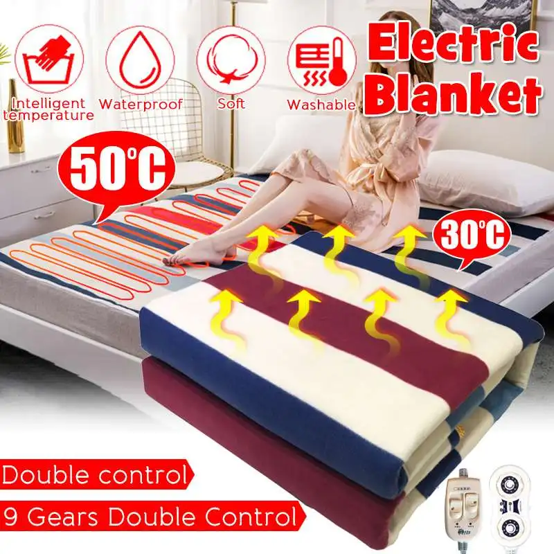 

Practical Flannel Electric Blanket Heater 180*150cm/200*180cm Adjustable Heated Blanket Thermostat Electric Heating Blanket