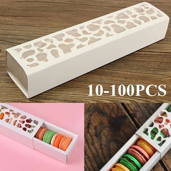 

10Pcs/Set Cookies Packing Box White Hollow Cake Macaron Boxes Container Cupcake Storage Holder Wedding Party Favor Gift