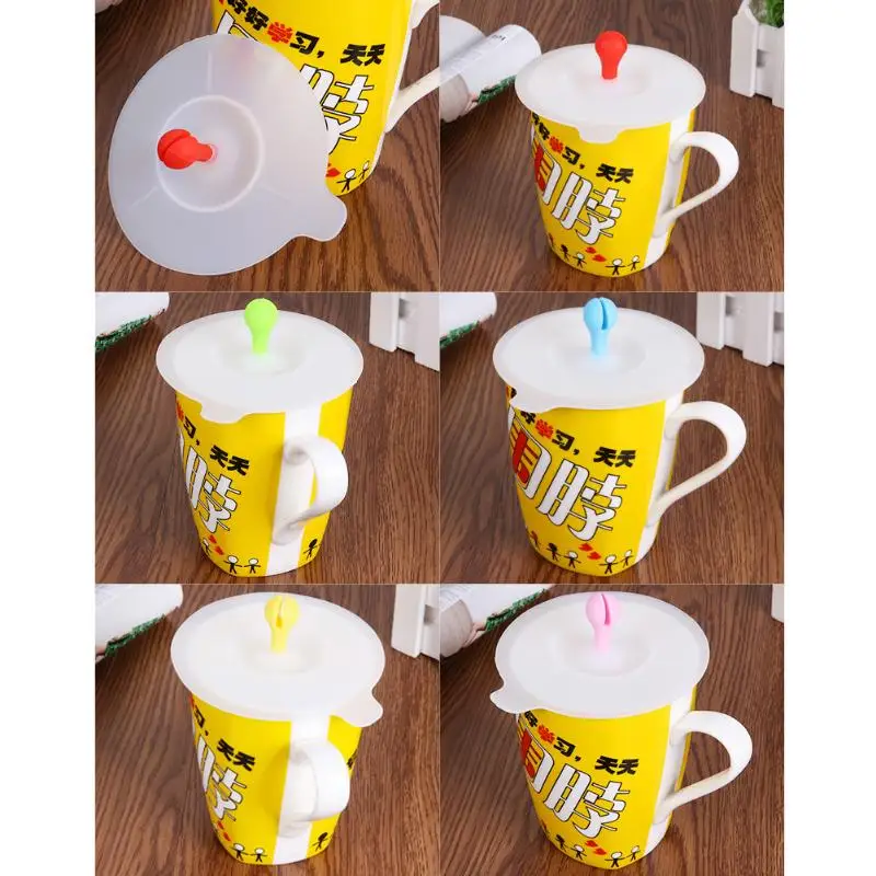 

10cm Cute Anti-dust Silicone Cup Cover Ustproof Cup Reuseable Leakproof Drinkware Airtight Silicone Lids Fruit Tea Coffe Cup