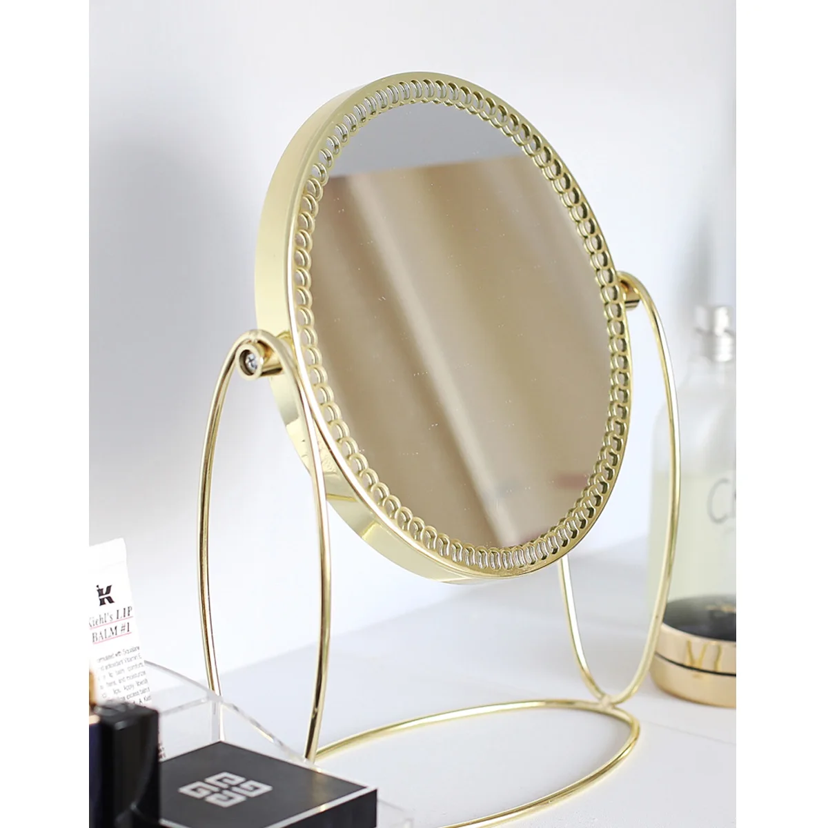 Simple Makeup Mirror Gold Nordic Style Double Sided Table Mirror High End Ladies Office Dormitory Desktop Round Mirror Tool Simple Makeup Mirror Gold Nordic Style Double Sided Table Mirror High End Ladies Office Dormitory Desktop Round Mirror Tool