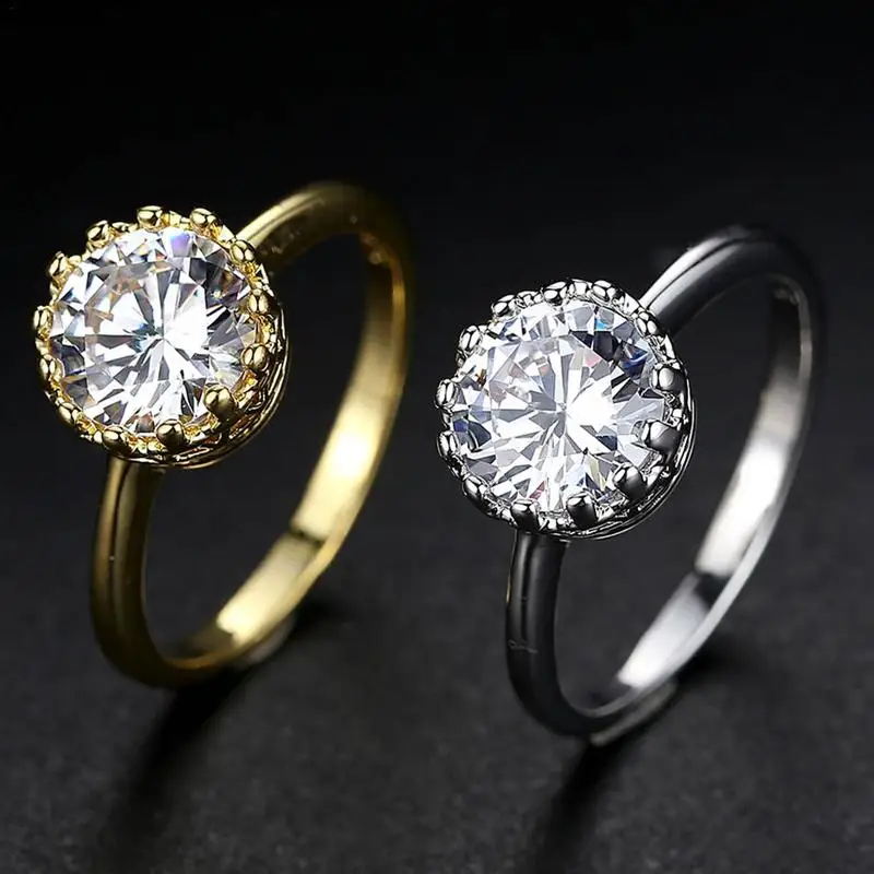 

Gothic Golden Crown Crown Ring Europe And America Zircon Female Ring Exotic Gift Decoration Matching For Lady