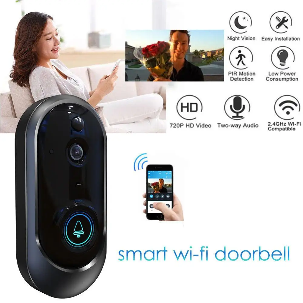 

WiFi Doorbell Intercom Video Camera 2019 Smart Doorbell Camera Two Way Audio IR-Cut Night Vision Video Doorbell