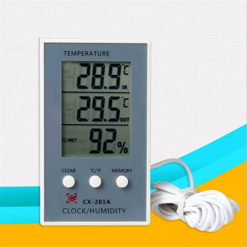 

Smart Digital LCD Thermometer Hygrometer Standing Wall Hanging Humidity Temperature Meter Detector Meter Probe Cable In/outdoor