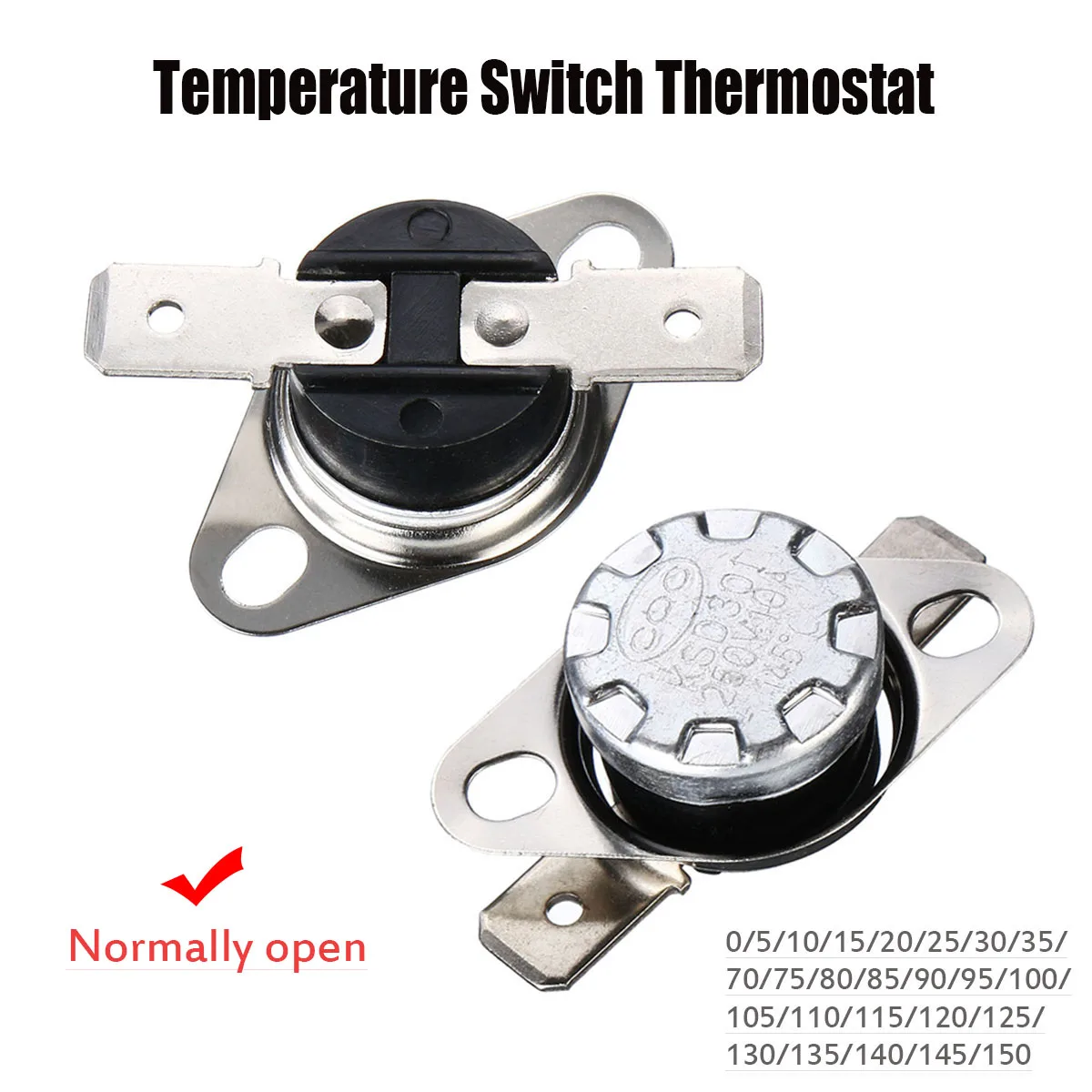 KSD301 N/O 30 C 10A Normally Open Temperature Switch Bimetal Disc Klixon 