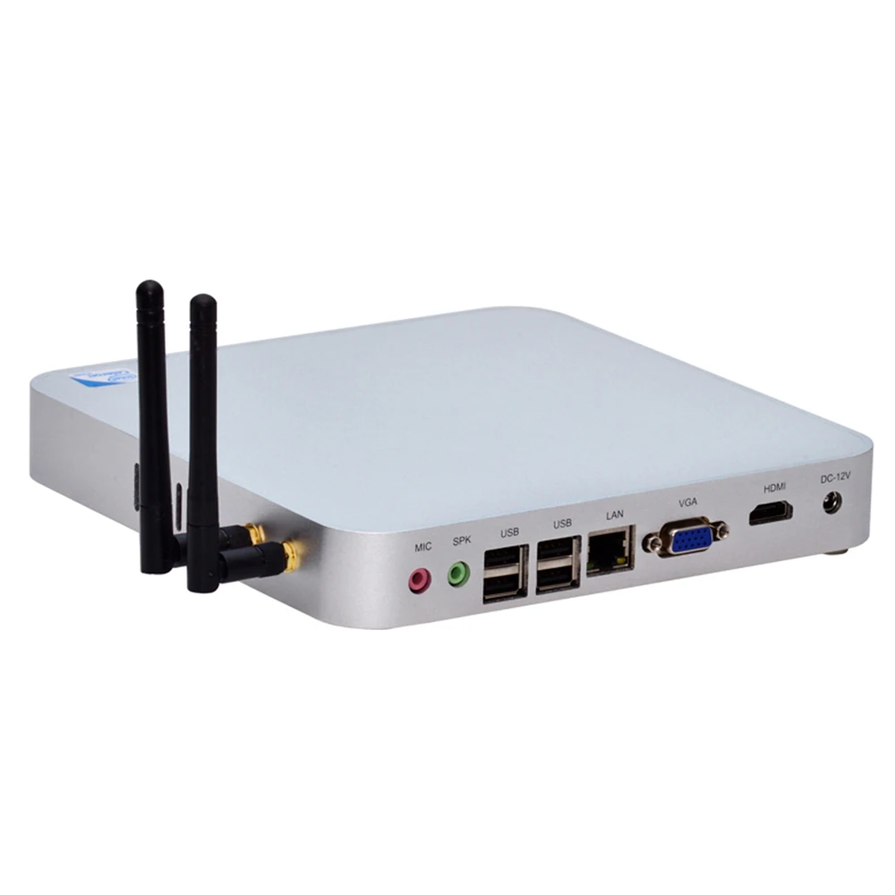 Fanless Mini PC,Intel Celeron 1007U,Windows 10/Ubuntu,Silver,[HUNSN BM08L],(WiFi/VGA/1HDMI/6USB2.0/1LAN/1,2COM Optional