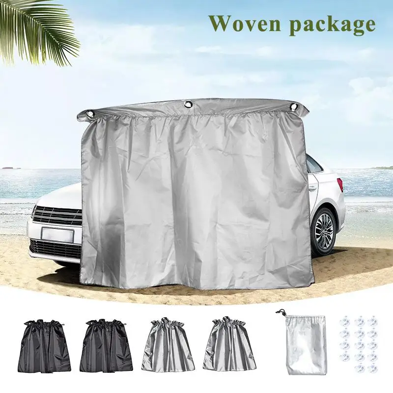 

4 PCS Per Set Sucker Fixing Car Sunshade Curtain Silver Coating Cloth Car Double-Sided Sunshade Curtain