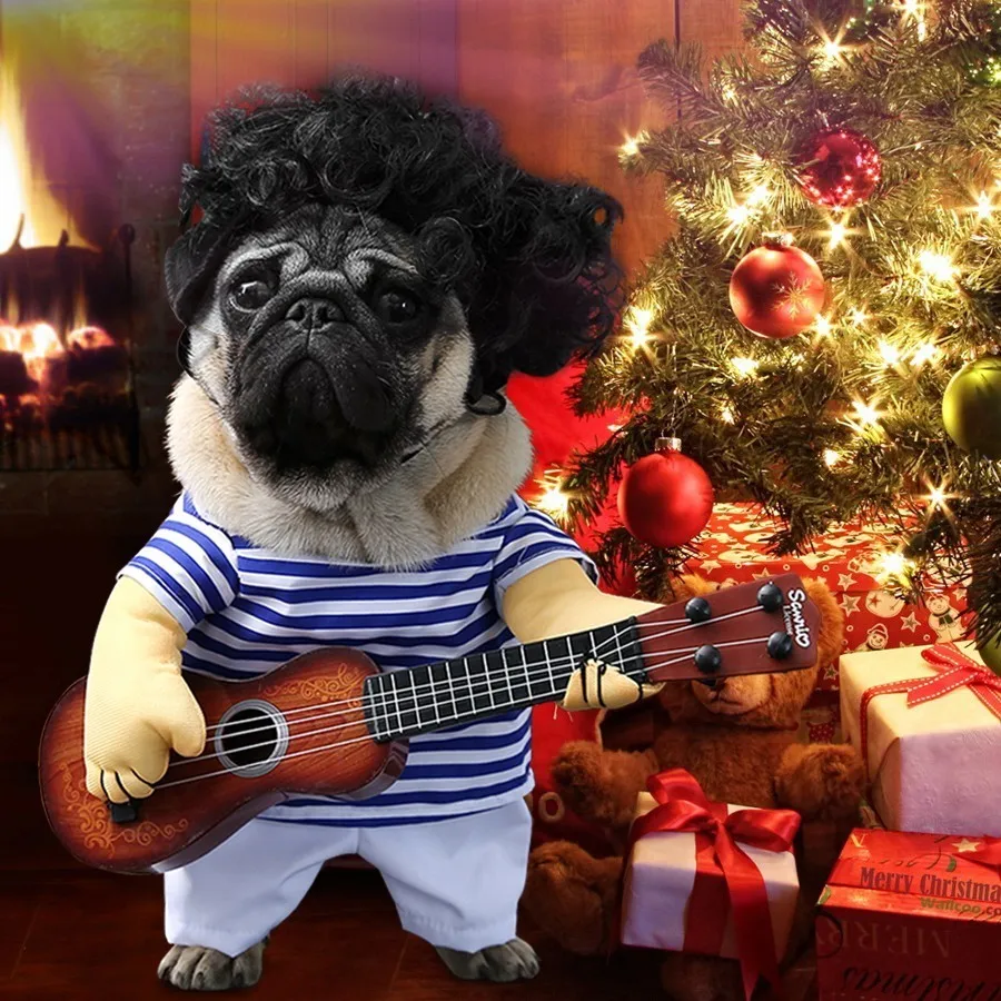 

Funny Dog Costumes Guitar Player Pet Clothes Puppy Outfit Christmas Dog Clothes For Small Dogs French Bulldog Pet Costumes 21S2