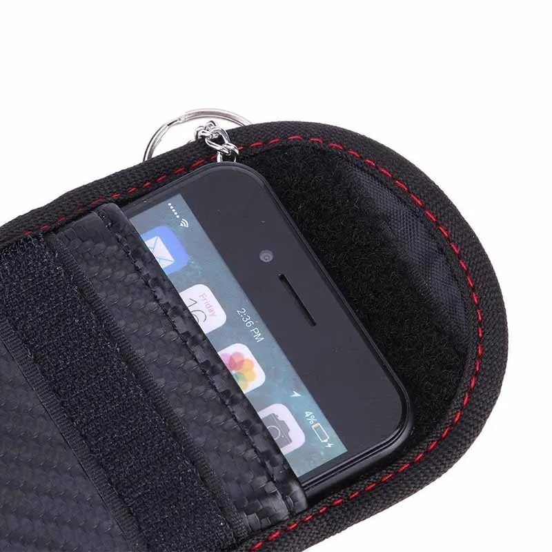 

1pc Black Car Remote Key Signal Blocker Case Cover Bag Signal Blocking Shielding Pouch 125*80*10mm Carbon fiber pattern for cars