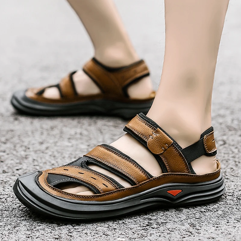 Г. Новые летние мужские кожаные сандалии больших размеров 38-45 пляжная обувь мужская Нескользящая дышащая повседневная обувь homme