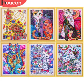 

Huacan Diamond Painting Animal Special Shape Diamond Embroidery Cat 5D DIY Mosaic Picture Of Rhinestone 40x50