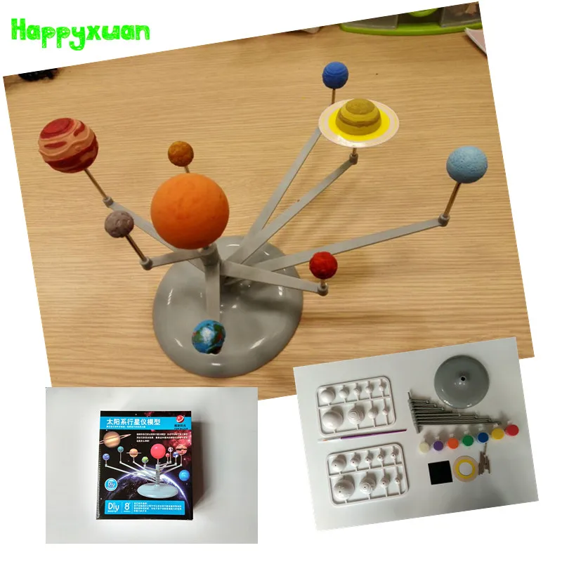 Us 917 45 Offhappyxuan Nine Planets Solar System Model For Kids Astronomical Diy Assembled Kit Educational Science Experiments Toys Stem On