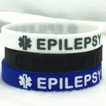 

100pcs Epilepsy Allergy medical alert emergency treatment silicone rubber band wristband bracelet bangle