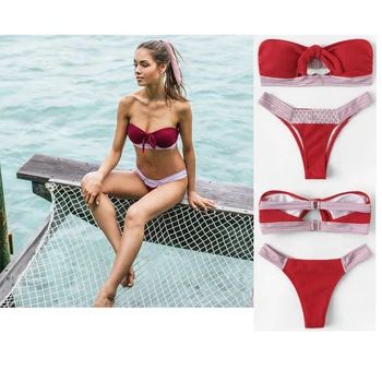 

2pcs Women Push-up Bikini Set Swimwear Bra Bandage Swimsuit Bathing Suit New Sexy Holiday Beach Beachwear