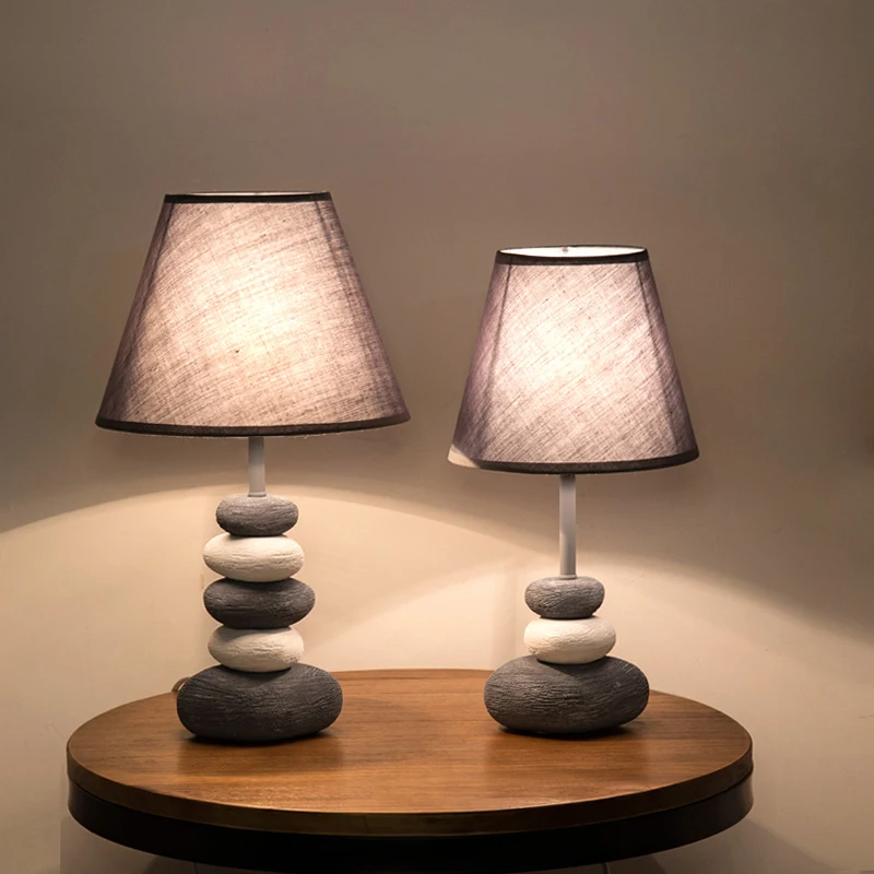 

DX Modern Led Desk Lamp Nordic Lighting Fabric Shape Metal Body Stone Design Bedroom Study Reading Book Light Black Lusters