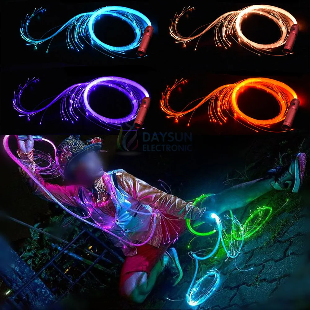 

New RGB LED Fiber Optic Whip Light 40 Colors Multicolor Battery Power Stage Lights Flow-arts Dance Cosplay Nightclub Whip Lamps