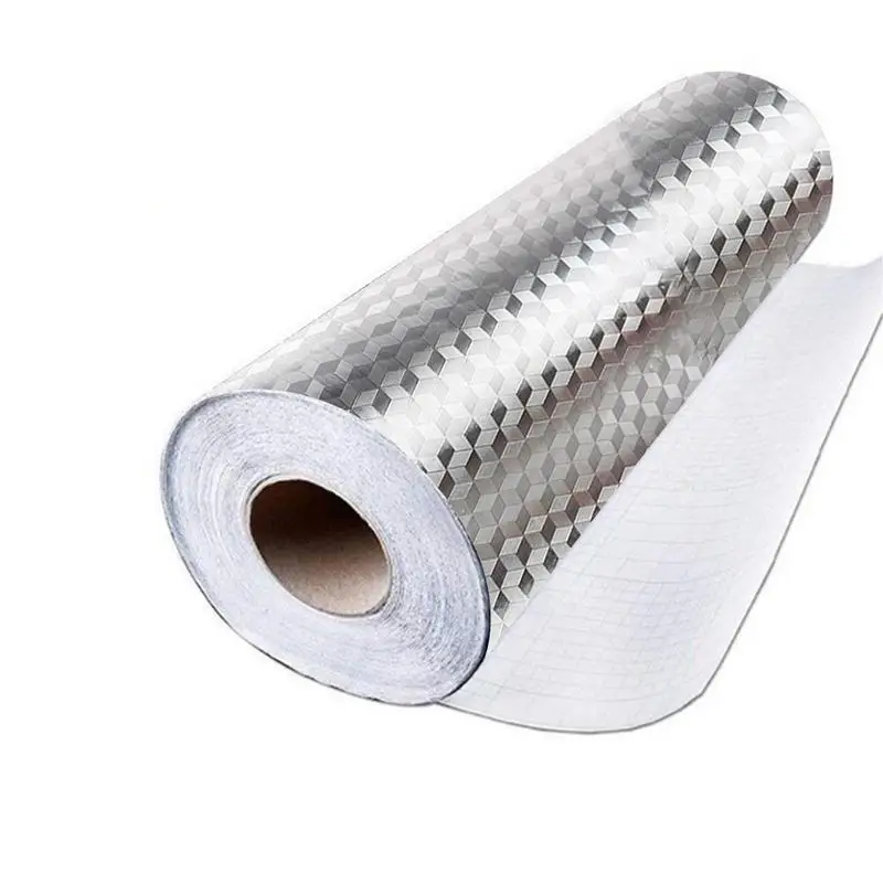 

Aluminum Foil Wallpaper Kitchen Oil-Proof Waterproof Stickers Kitchen Cabinet Moisture-Proof Self-Adhesive Thickened Wallpaper