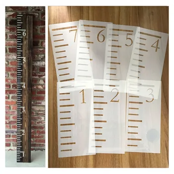 

7pes/lot New Heat Sell Height measurement Inch Scale 7 Foot Fund Hollow Out Plastic Grow Up Chart Ruler Template
