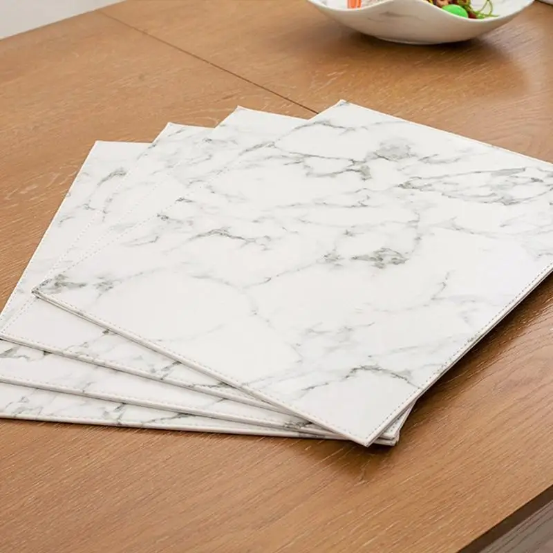 

Ins Style Marbling Print Waterproof Place Mat for Dining Room Kitchen Table Decor Marble Print Tableware Coaster Placemat Pads