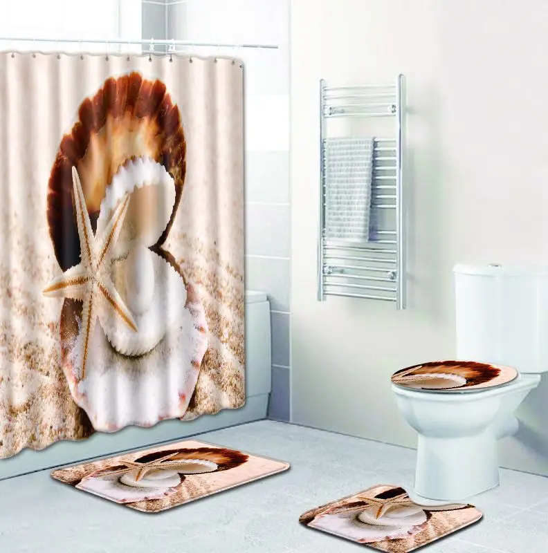 Us 25 49 40 Off Shell Waterproof Bathroom Shower Curtain Mediterranean Wind 4pcs Set Bath Mat For Toilet Carpet Floor Rugs Foot Doormat In Us 25 49 40 Off Shell Waterproof Bathroom Shower Curtain Mediterranean Wind 4pcs Set Bath Mat For Toilet Carpet Floor Rugs Foot Doormat In