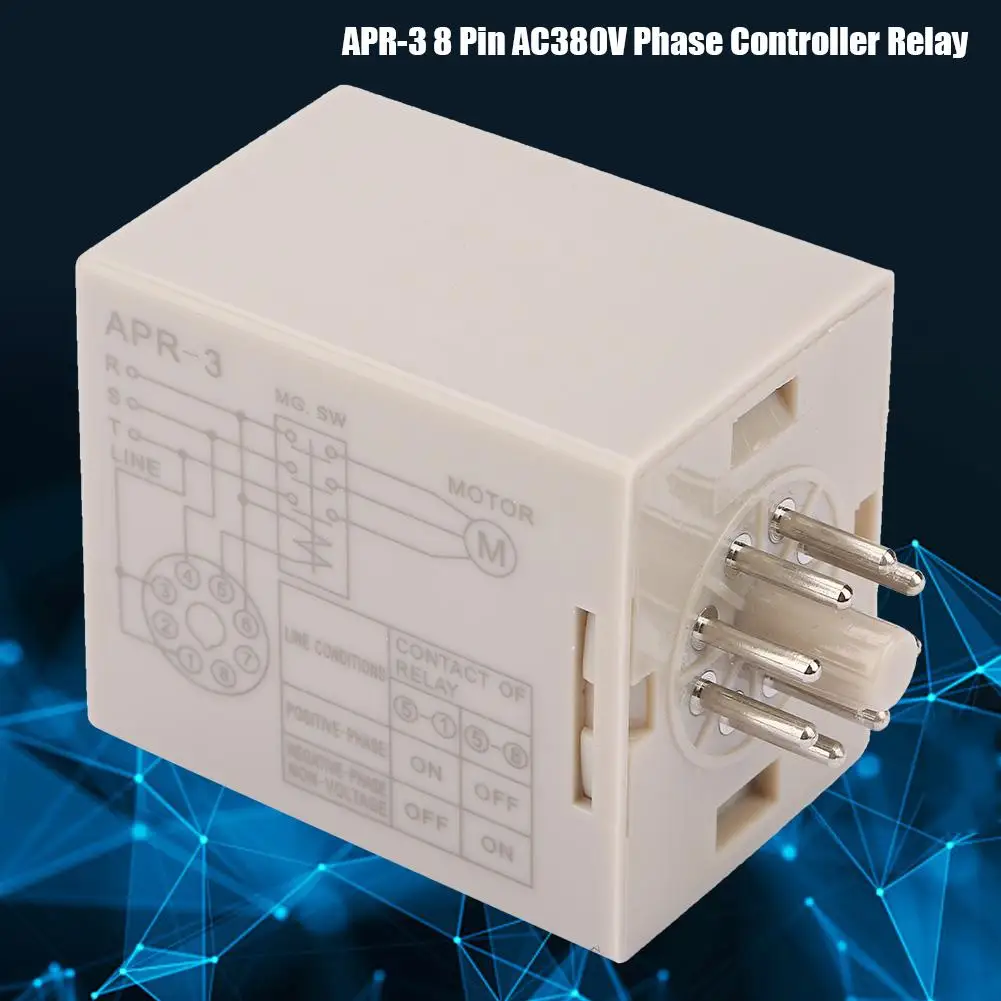 APR 3 8 Pin AC380V Phase Controller Relay Contact Rating Delay Relay 5A