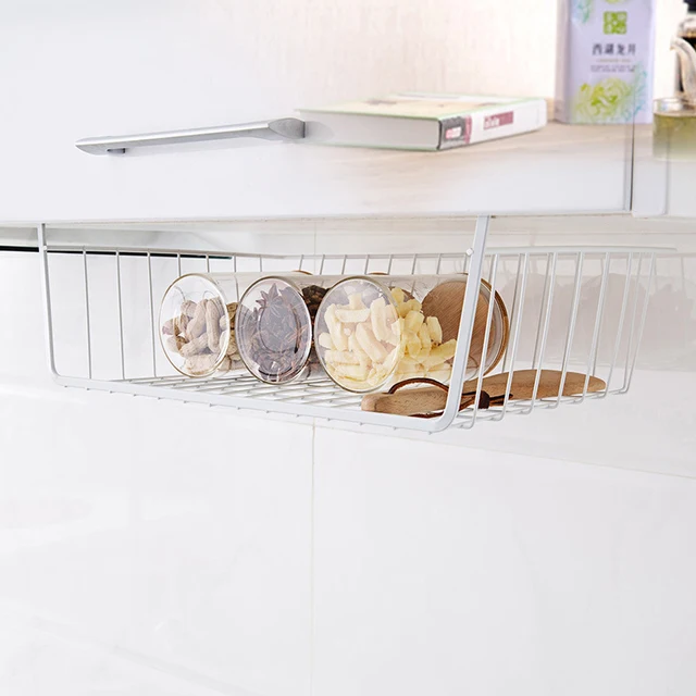 Best Price 1Pc Kitchen Storage Metal Rack Holder Under Cabinets Shelf Hanging Clothes Wardrobe Rack Organizer Glass Cup Hooks Tissue Hanger