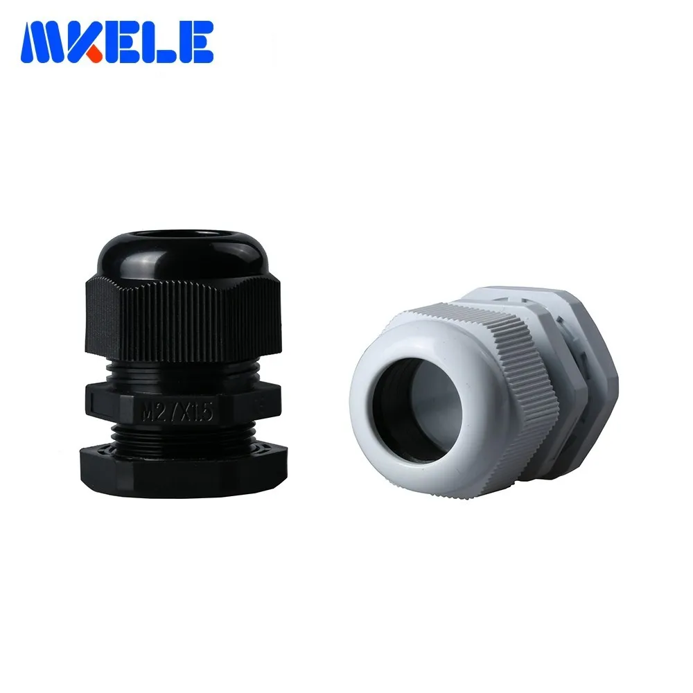 10 шт. M27x1.5 водонепроницаемый кабельный сальник черный, белый цвет IP68 Пластик разъем нейлоновые кабельные сальники винтовые соединения для 13-18 мм кабель