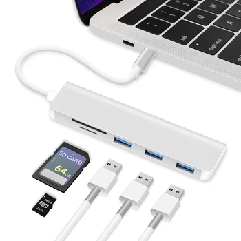 

Redlai USB-C Typc C HUB to USB 3.0 Ports X 3,SD/TF Card Reader Hub Adapter for MacBook 12 inch Air / Pro 2018 Type-C USB