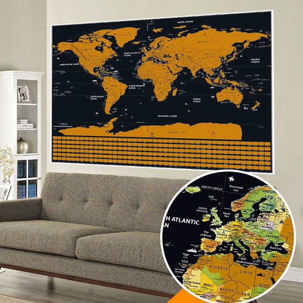 

Personalized Scratch Off Journal World Map Travel Atlas Poster Country Flags Big Size Wall Decoration 42cm*30cm