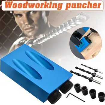 

14pcs/set Pocket Hole Jig Kit 6/8/10mm 15 Degree Angle inclined hole positioner Adapter Drill Guide Woodworking Adapter