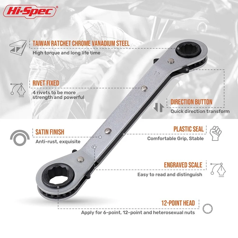 Hi-Spec 8pc 6-22mm Ratchet Wrench Torque Offset Ring Bend Neck Double Box End Wrench Universal Torque Wrench Spanner Hand Tools Hi-Spec 8pc 6-22mm Ratchet Wrench Torque Offset Ring Bend Neck Double Box End Wrench Universal Torque Wrench Spanner Hand Tools