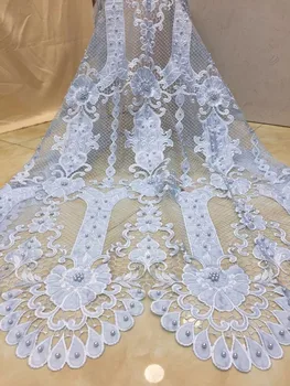 

2019 New Design African Lace Fabric With beads For Dress Bridal Nigerian Lace Fabric High Quality African Swiss Voile Lace