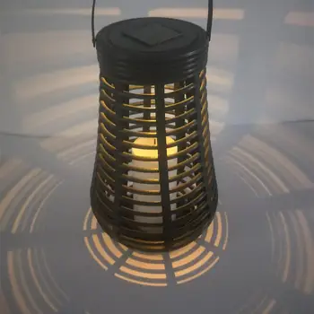 

LED Waterproof Turriform Hanging Solar Light Decorative Rattan Style Lantern with Flameless Candle Lamp Yard Home Decoration