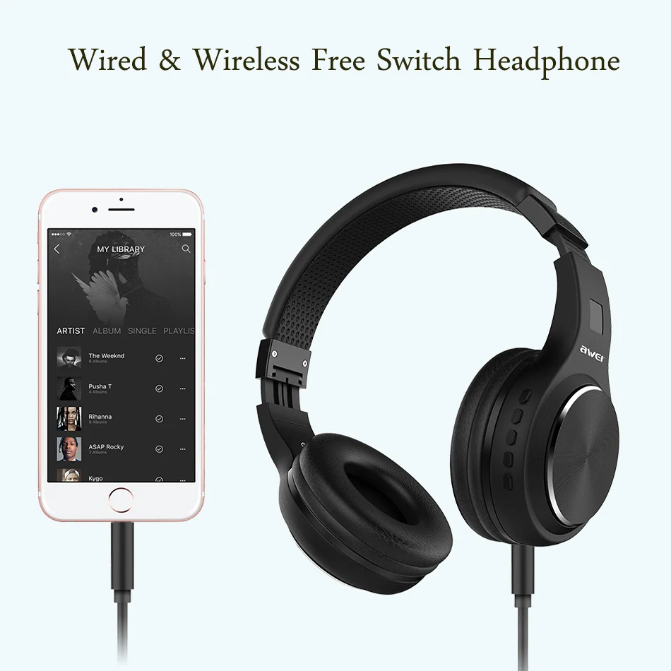 Складные беспроводные bluetooth Наушники AWEI A600BL стереонаушники с шумоподавлением и