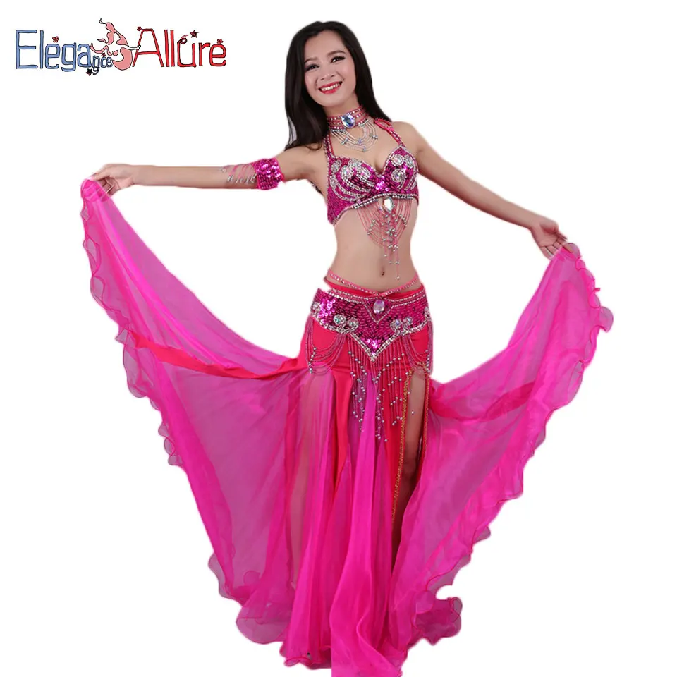 BOBORA Donne Chiffon danza del ventre Costume Hip sciarpa triangolo nappa cintura gonna