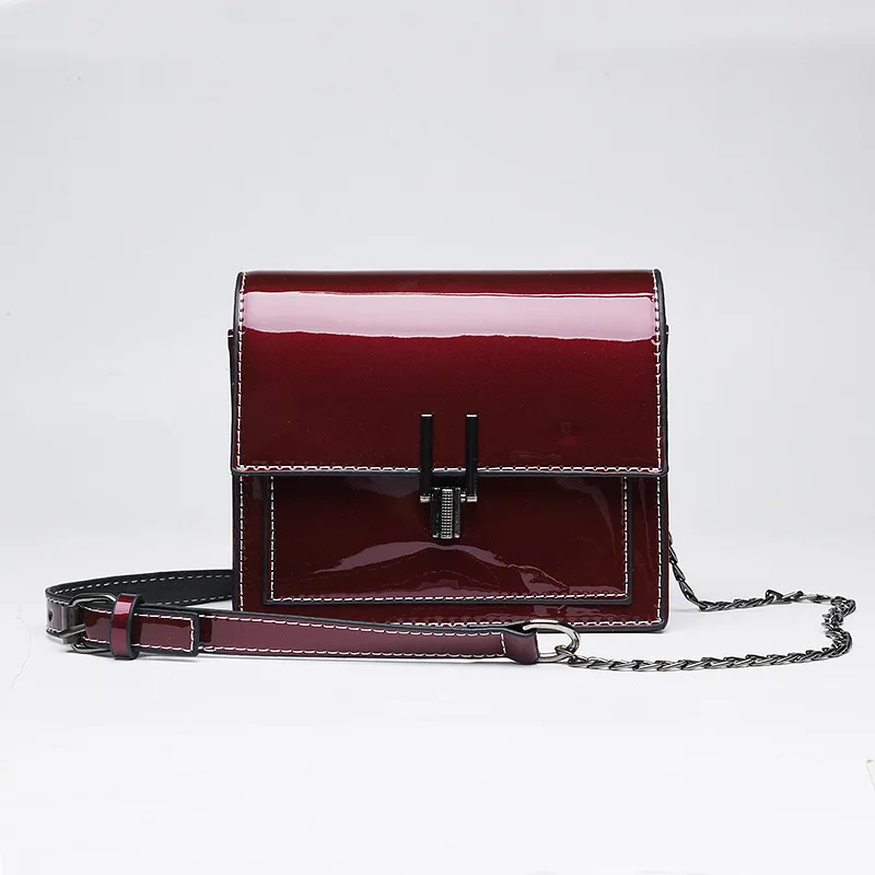 

2008 New Korean Fashion Lacquer Leather Mirror Small Square Bag Fashion Ladies Bag Single Shoulder Slanting Mini Bag Ladies