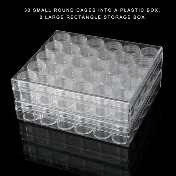 

2Layer 60Slots Plastic Small Round Transparent Storage Box Case Container Clear Jewelry Bead Storage Box Nail Decoration Display