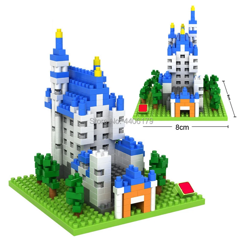 

LegoINGlys creators city Street view Germany New Swan Stone Castle micro diamond building blocks model nanoblock brick toys gift