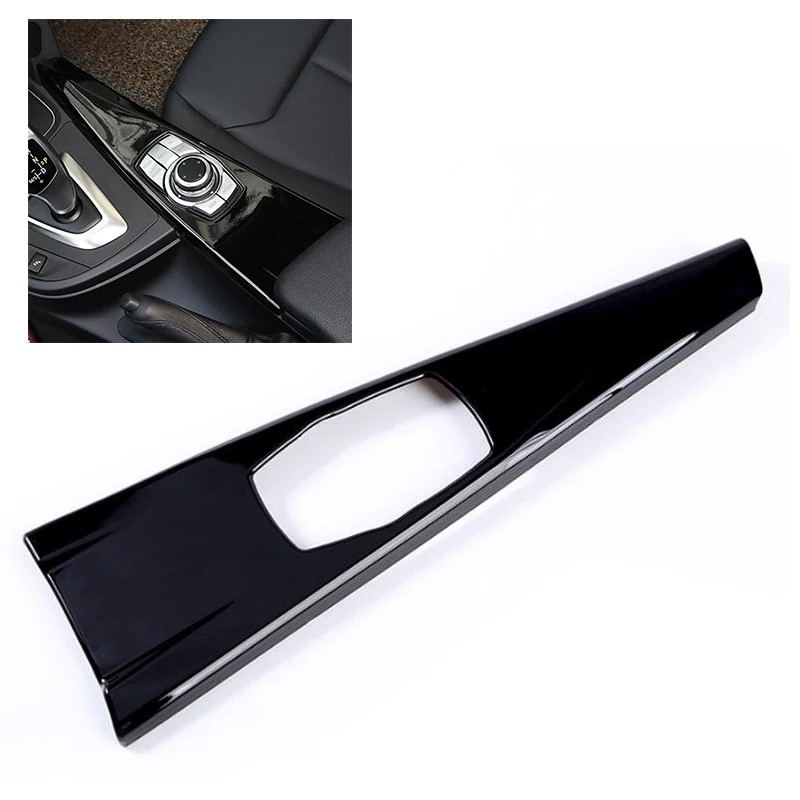 

Black Steel Console Multimedia Panel Frame Trim*1 For BMW 3 Series F30 2013-16