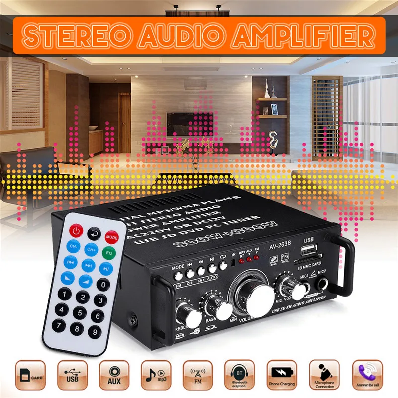 220-240V 600W 2CH HiFi Digital Audio Amplifier 4-16Not Support Bluetooth Stereo Karaoke Amplifier FM Radio 220-240V 600W 2CH HiFi Digital Audio Amplifier 4-16Not Support Bluetooth Stereo Karaoke Amplifier FM Radio
