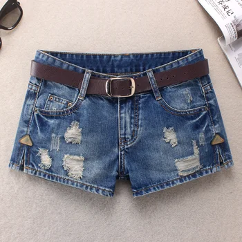 

Low Waist Denim Shorts Female Short Jeans For Women 2019 Summer Ladies Hot Shorts Solid Ripped Holes Denim Shorts Plus Size 3XL