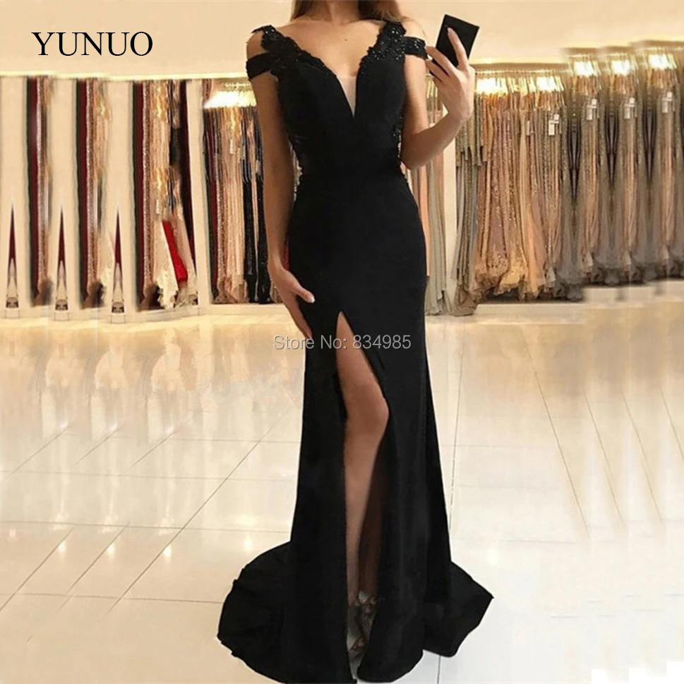 Лидер продаж Черное длинное вечернее платье 2019 vestido de baile Сексуальные вечерние