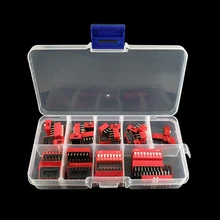 45 шт./лот Dip-переключатель комплект 1 2 3 4 5 6 7 8 9 Путь 2,54 мм тумблер красный оснастки переключатели смешанный комплект каждый 5 шт. Комбинации комплект