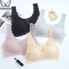 Queenral, сексуальный кружевной бюстгальтер для женщин, бесшовный бюстгальтер, пуш-ап, бюстгальтер без косточек, дышащий бюстгальтер, удобный для сна, Soutien Gorge Femme