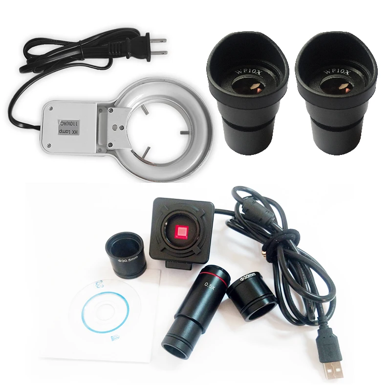 20X-40X Illuminated Digital Stereo Microscope with External Fluorescence Ring Light 5.0MP USB Camera Industrial Textiles