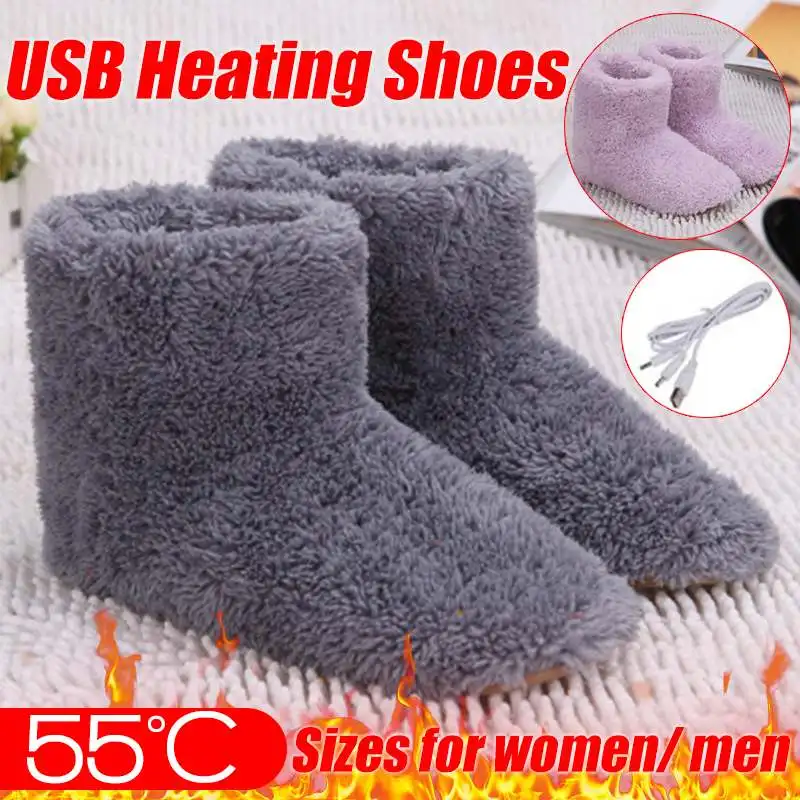 

Winter Foot Warmer Shoes Soft Electric Heating Shoes USB Battery Rechargeable Snow Boots Washable Electric Shoes Skiing Boot