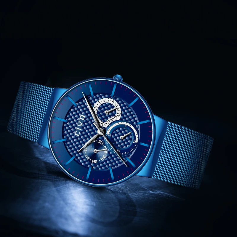 

CIVO Top Brand Luxury Quartz Watch Waterproof Military Ultra Thin Date Watches Male Steel Strap Men Sports Wristwatch Clock