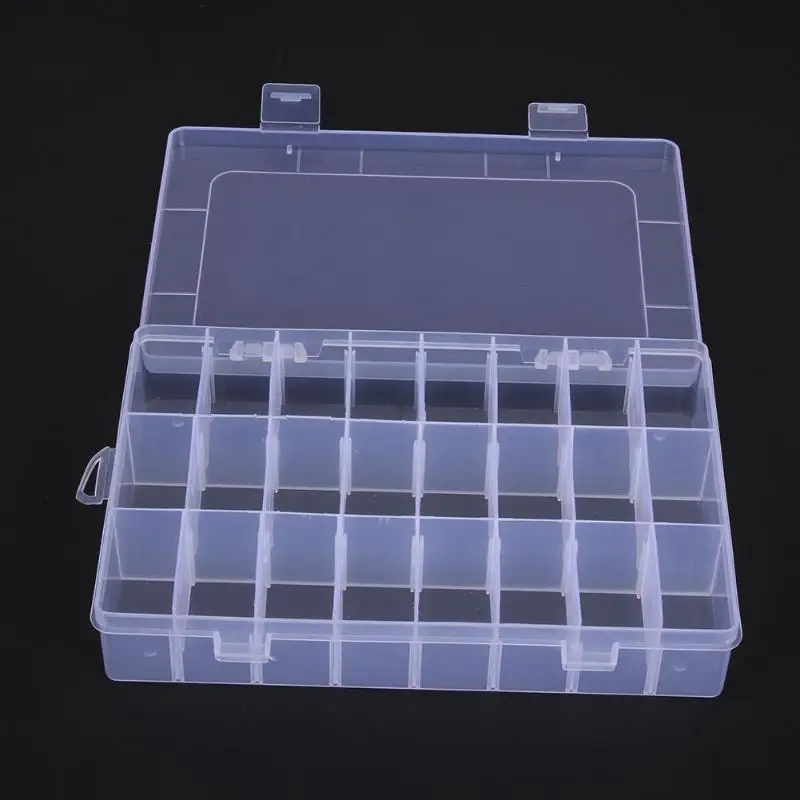 24 отсека пластиковая коробка для ювелирных таблеток органайзер, контейнер для хранения белого цвета