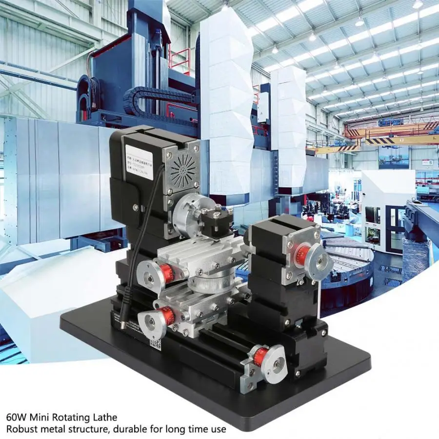 

60W Mini Metal Rotating Lathe 12000RPM Motor for Wood Metal Glass Plastic Machining US Plug